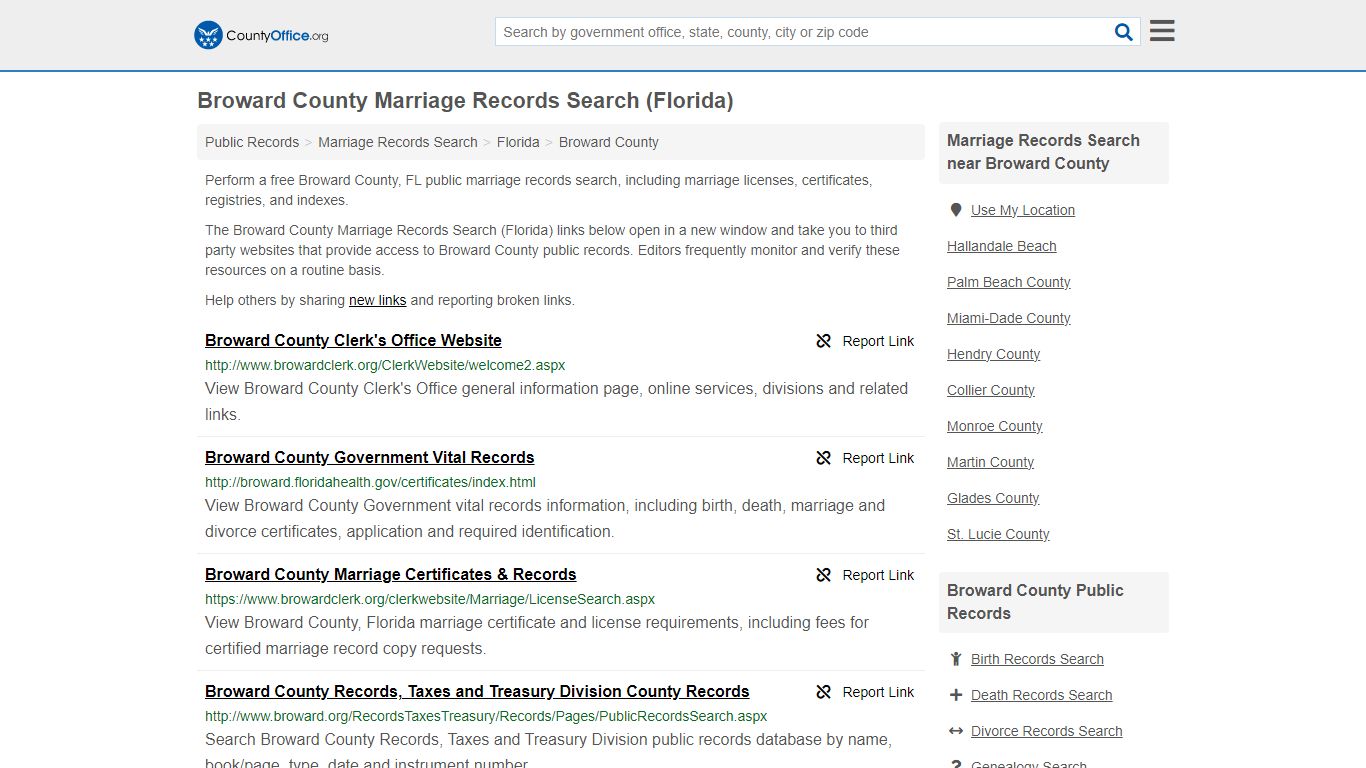 Broward County Marriage Records Search (Florida) - County Office