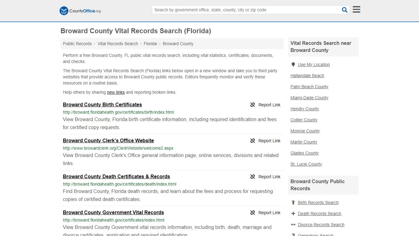 Vital Records Search - Broward County, FL (Birth, Death, Marriage ...